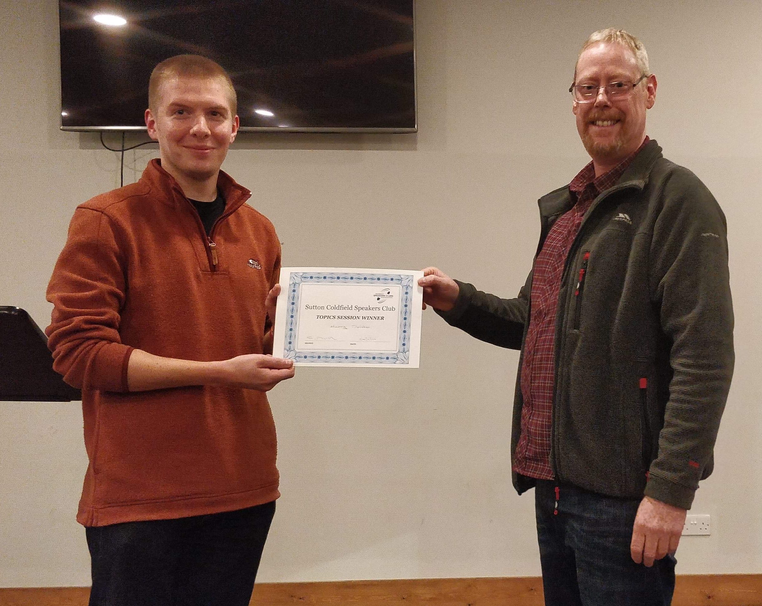 Club meeting 26th September 2019 – Topics Winner!